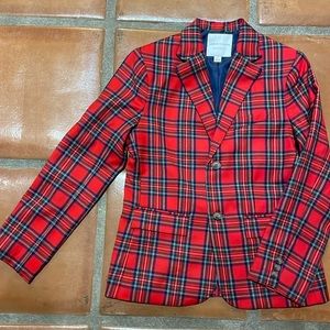 Boy’s Janie and Jack Red Tartan Plaid Suit Jacket/Blazer and Vest-Size 12